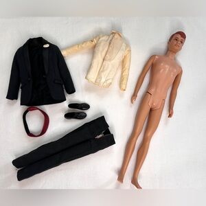 Vintage Allan Doll Straight Leg 787 Black Tuxedo Suit Outfit 1960s Mattel Barbie